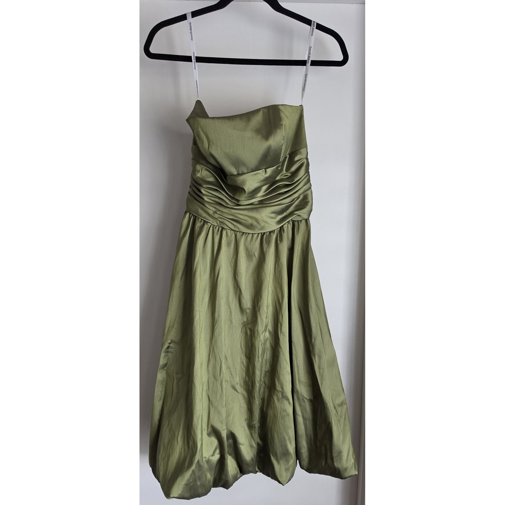 David's Bridal Formal Dress Size 4 Olive Green Sleeveless Solid Gown Frock